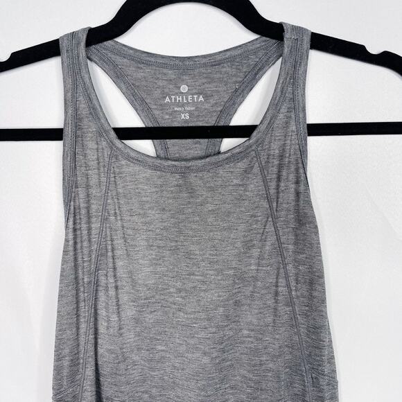Athleta XSmall XS Luxe Studio Tank Top Gray Spacedye Keyhole Cutout Back Workout - Picture 3 of 9